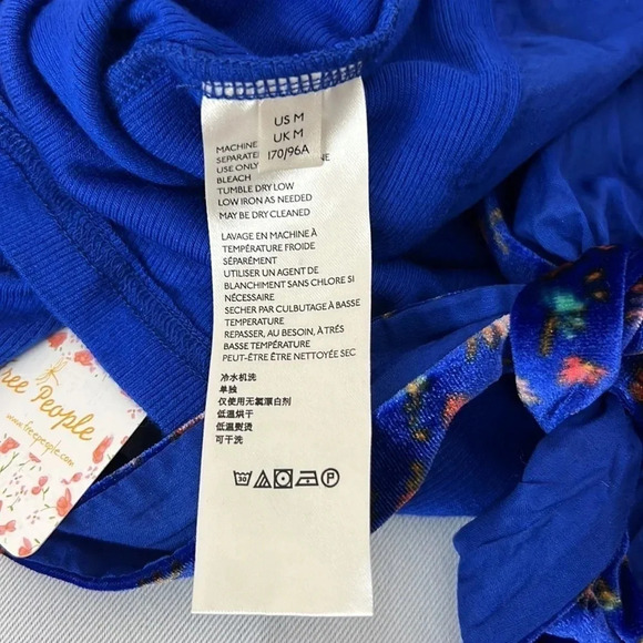 Free People NWT Looking Forward Blue Frame V-Neck Long Sleeve Tie Back Top - Picture 6 of 9